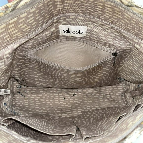 Sakroots Artist Circle Tote One World Beige Satchel Handbag Large - Picture 7 of 10